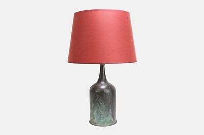 Lot 340 - A patinated bronze vase lamp