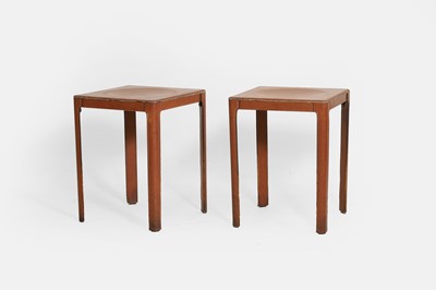 Lot 326 - A pair of stitched leather side tables