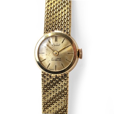 Lot 438 - A ladies' 14ct gold Cazal mechanical bracelet watch
