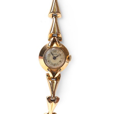 Lot 433 - A ladies' 18ct gold Nivada mechanical bracelet watch