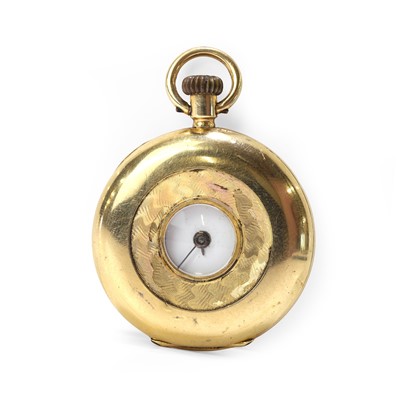 Lot 410 - An 18ct gold side wind half hunter pocket watch