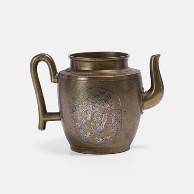 Lot 143 - A Chinese bronze teapot