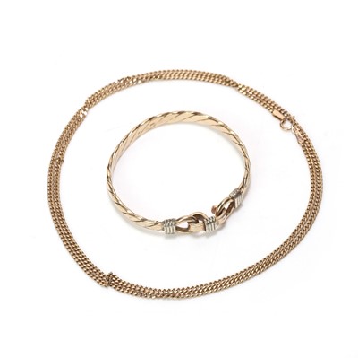 Lot 212 - A 9ct gold baby bracelet and a 9ct gold chain