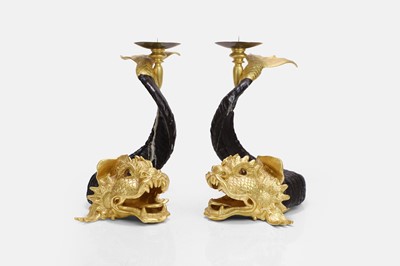 Lot 468 - A pair of Regency-style candlesticks