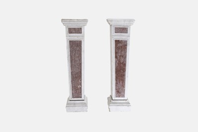Lot 248 - A pair of white and rouge marble pedestals