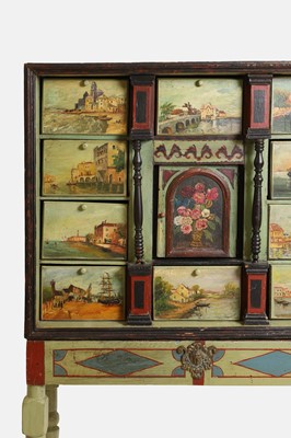 Lot 31 - A painted wooden chest-on-stand