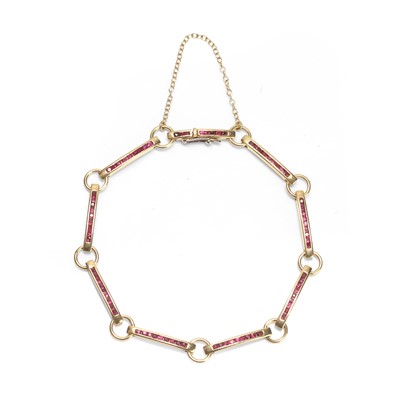 Lot 115 - A ruby bar link bracelet