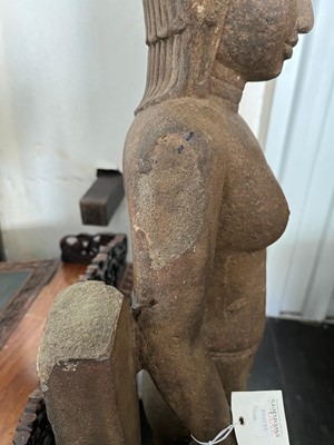Lot 288 - A pre-Khmer carved sandstone figure of Vishnu