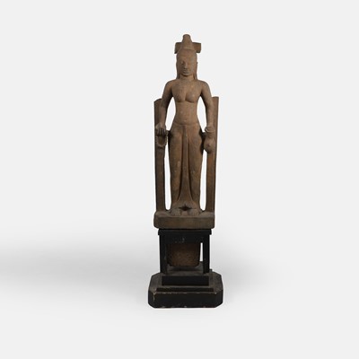 Lot 288 - A pre-Khmer carved sandstone figure of Vishnu