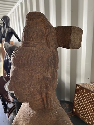 Lot 288 - A pre-Khmer carved sandstone figure of Vishnu