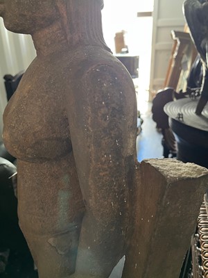 Lot 288 - A pre-Khmer carved sandstone figure of Vishnu