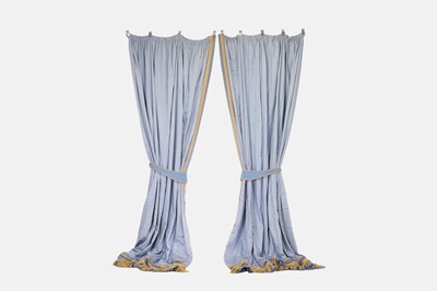 Lot 260 - Three pairs of blue silk curtains