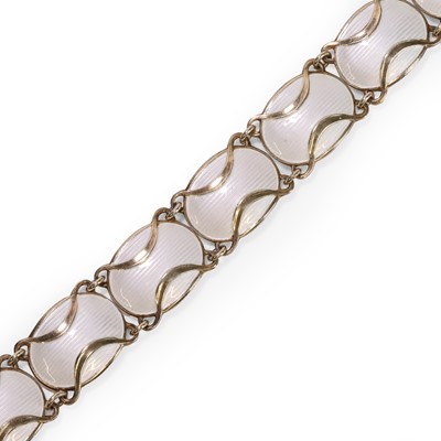 Lot 139 - A Norwegian silver gilt enamel panel bracelet
