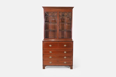 Lot 577 - A George III mahogany secretaire bookcase