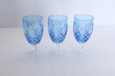 Lot 153 - A group of three Faberge Odessa light blue iced goblets
