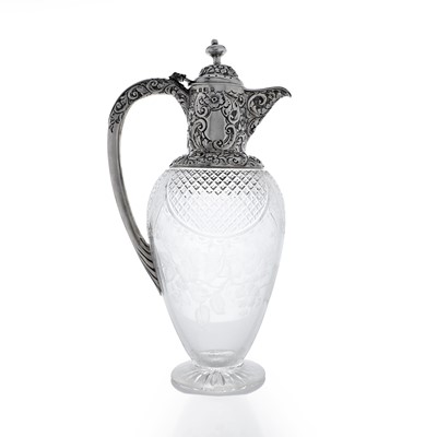 Lot 41 - A silver-mounted and glass claret jug