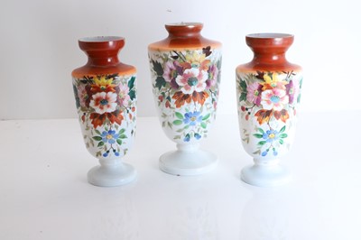 Lot 154 - An Edwardian opaline glass garniture