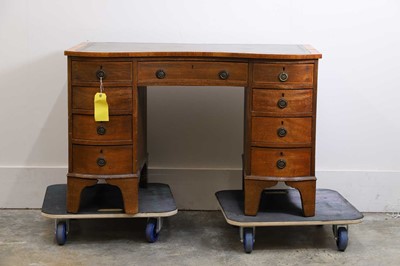 Lot 550 - A mahogany inverted front pedestal desk