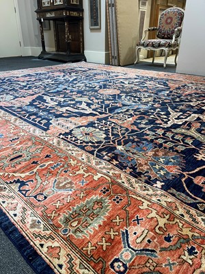 Lot 30 - A wool carpet of Persian Heriz design