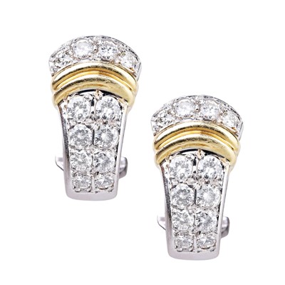 Lot 70 - A pair of 18ct white gold diamond cuff earrings