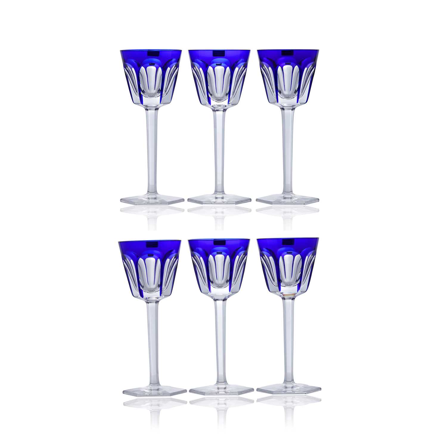 Lot 158 - A set of six Baccarat 'Harcourt' pattern wine glasses