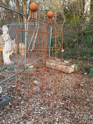 Lot 553 - Three wrought iron windsor obelisks