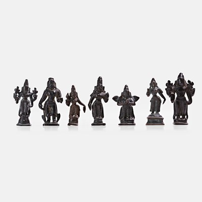Lot 234 - Seven Indian bronze figures of Hindu deities