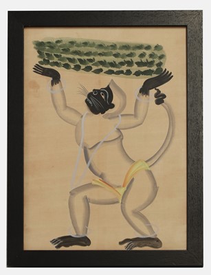 Lot 262 - An Indian Kalighat painting of Lord Hanuman