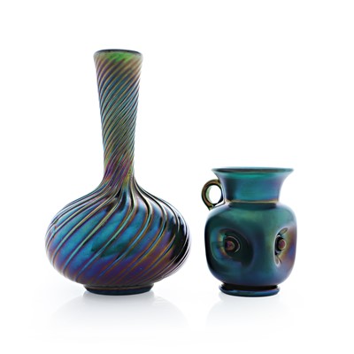 Lot 59 - Two Thomas Webb & Sons 'Bronze' glass vases