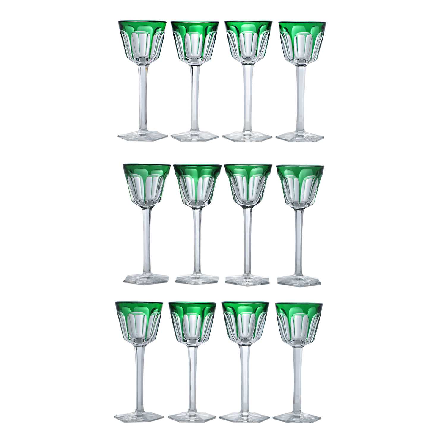 Lot 162 - A set of twelve Baccarat 'Harcourt' pattern wine glasses