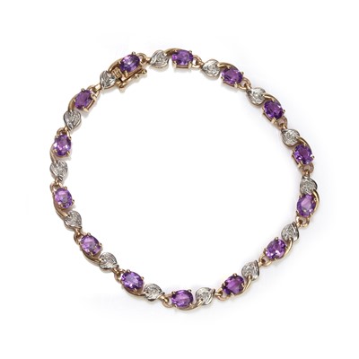 Lot 105 - A 9ct gold amethyst and diamond bracelet
