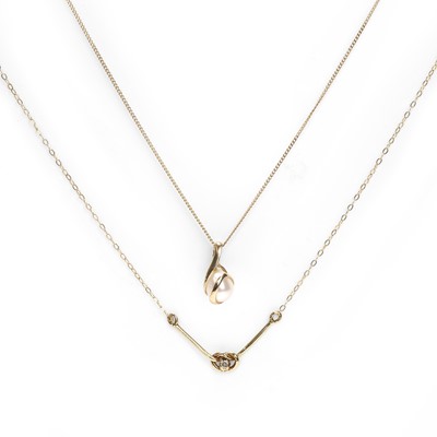 Lot 197 - Two gold pendant necklaces