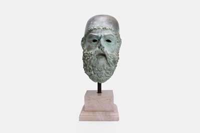 Lot 369 - A patinated bronze mask of a Riace Warrior
