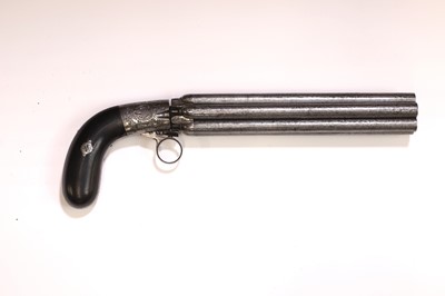 Lot 388 - A Belgian Mariette patent six shot double action percussion pepperbox revolver
