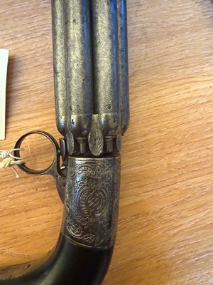 Lot 388 - A Belgian Mariette patent six shot double action percussion pepperbox revolver