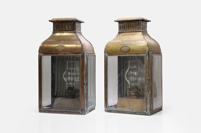 Lot 387 - A pair of brass ship's lanterns by Davey & Co., London