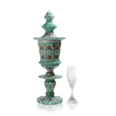 Lot 52 - A very large Biedermeier glass vase and cover