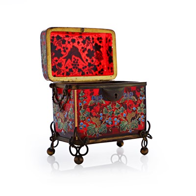 Lot 51 - An enamelled glass casket