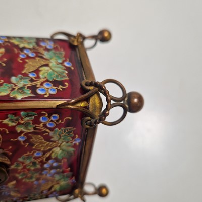 Lot 51 - An enamelled glass casket