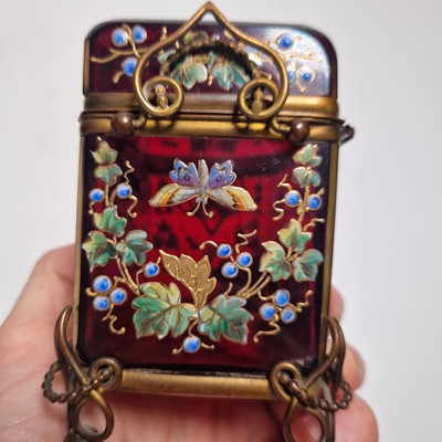 Lot 51 - An enamelled glass casket