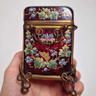 Lot 51 - An enamelled glass casket