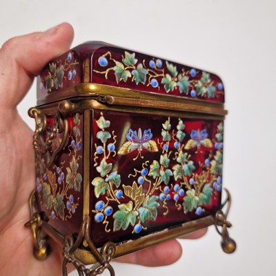 Lot 51 - An enamelled glass casket