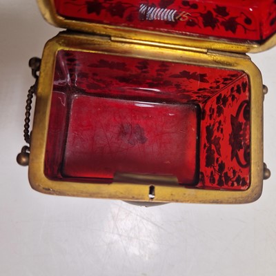 Lot 51 - An enamelled glass casket
