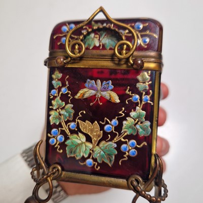 Lot 51 - An enamelled glass casket