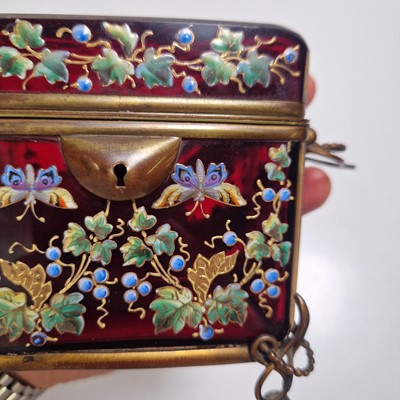 Lot 51 - An enamelled glass casket