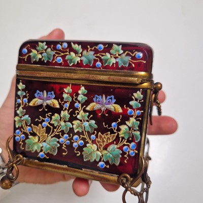 Lot 51 - An enamelled glass casket