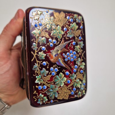 Lot 51 - An enamelled glass casket