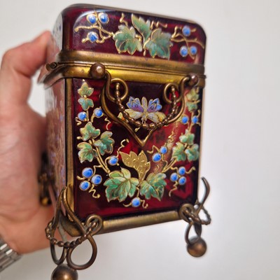 Lot 51 - An enamelled glass casket