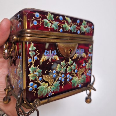 Lot 51 - An enamelled glass casket