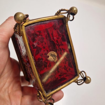 Lot 51 - An enamelled glass casket